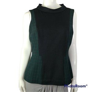 Halogen Peplum Top Sleeveless Size Large Black and Green Back Zipper Clo…